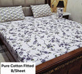 3 PC Export Quality Pure Cotton Fitted King Size Bedsheet Set